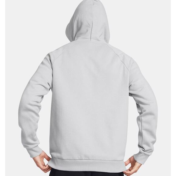 NWT Under Armour UA Rival Fleece Men's Hoodie in Black Mod Grey Medium - Picture 2 of 7